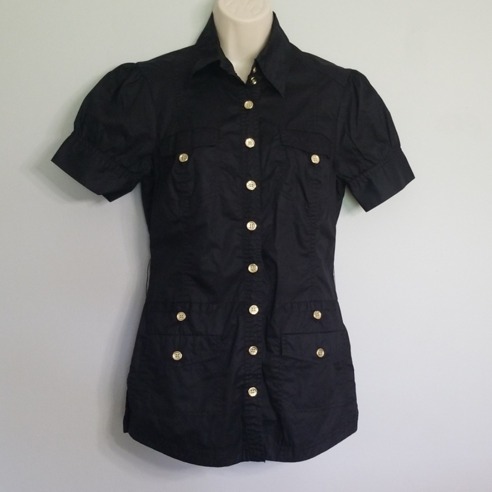 Bebe Black Button Down Blouse